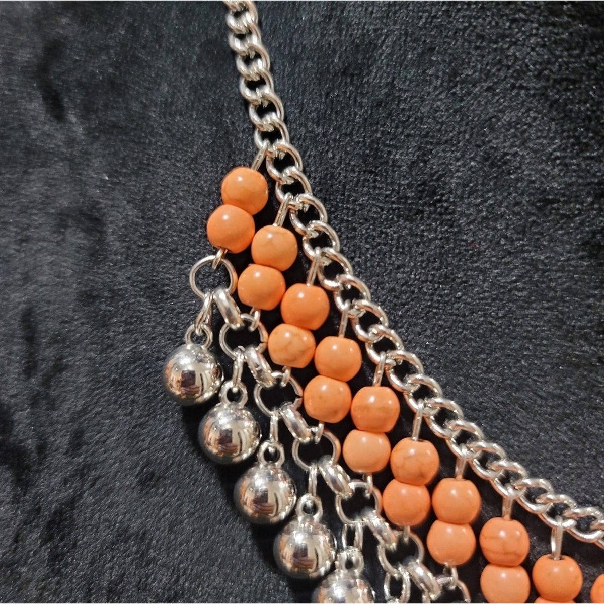 Coral and Silver Fashion Necklace