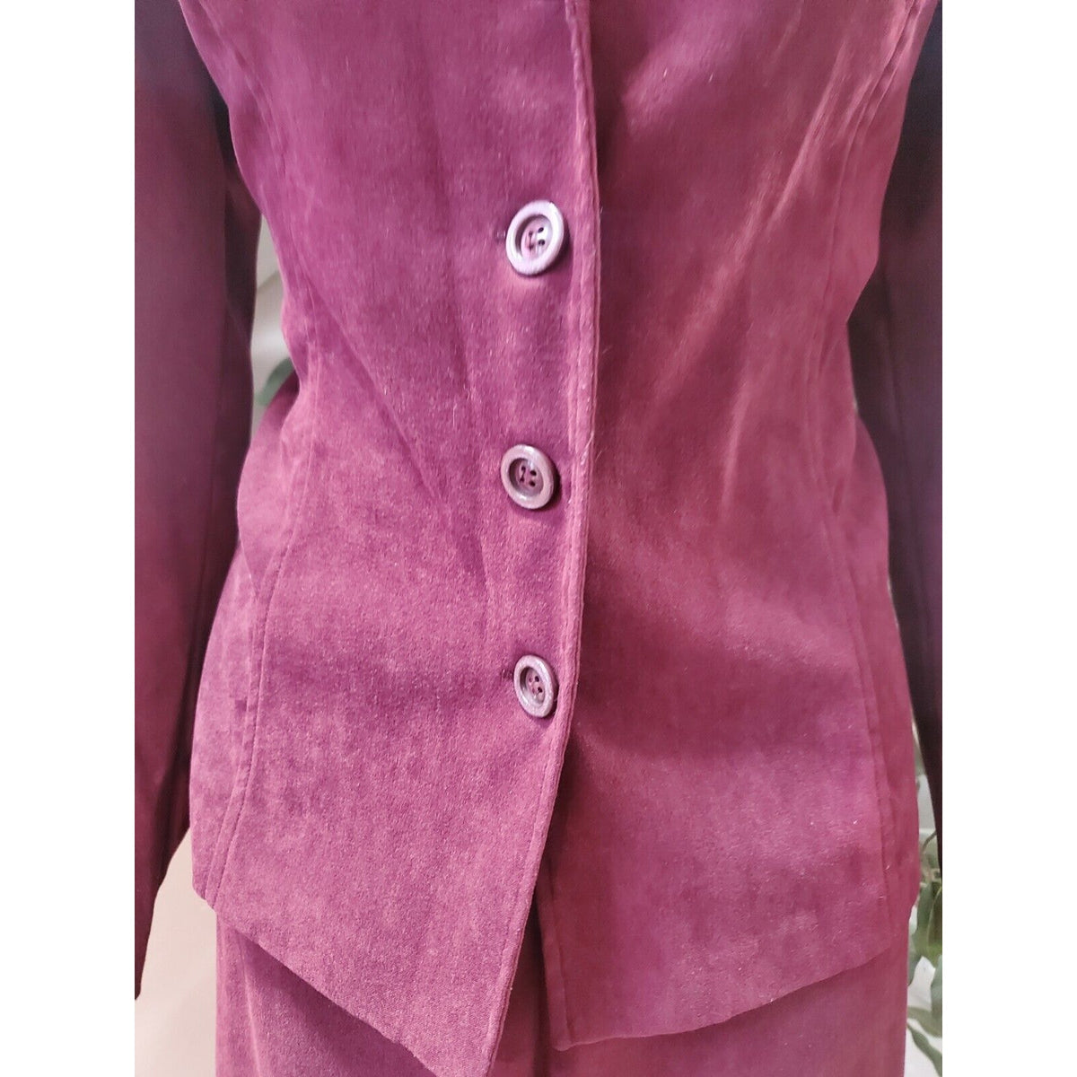 First Option Womens Maroon Single Breasted Four Button 2 Piece Pants & Coat MP