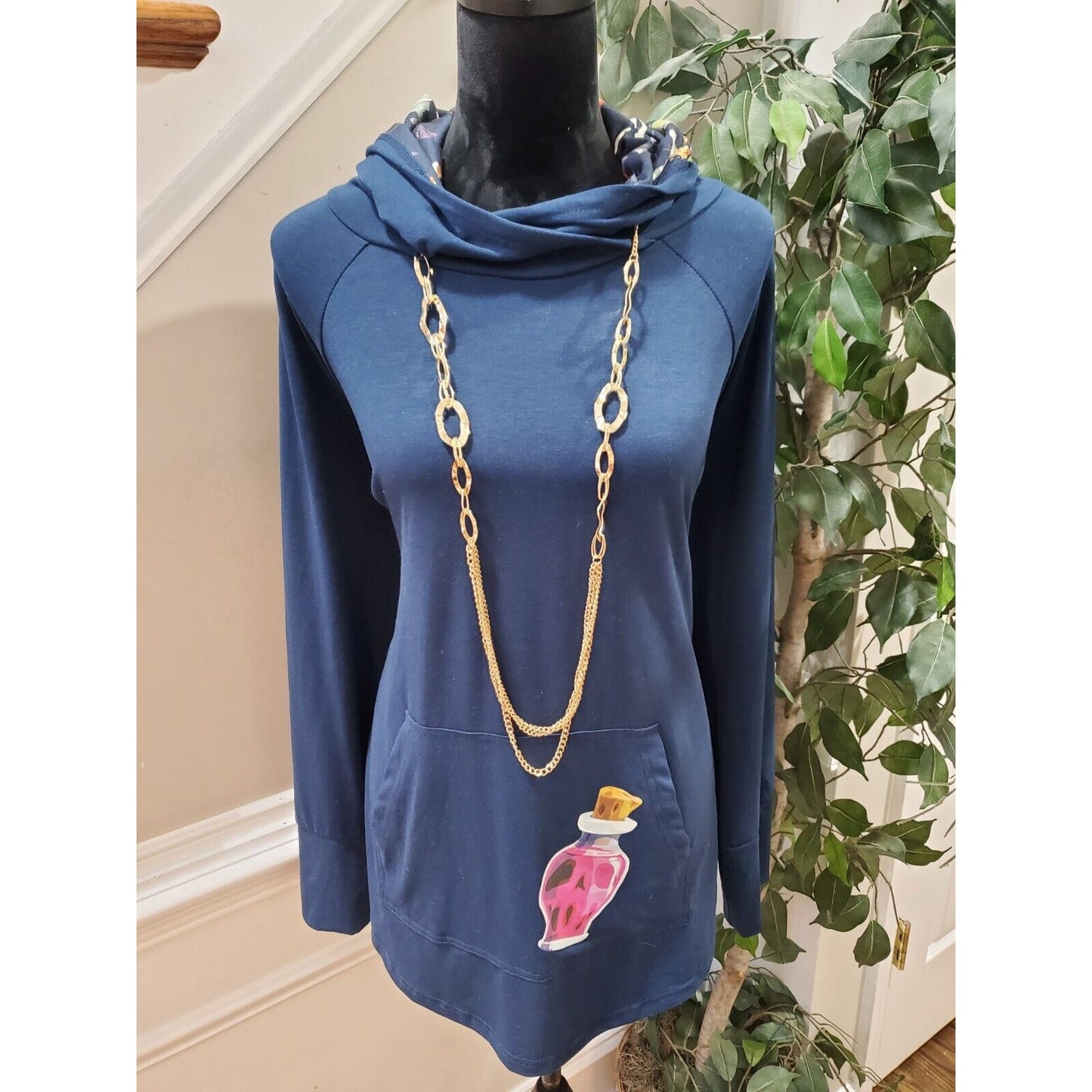Lularoe Potion Blue Solid Polyester Long Sleeve Casual Hoodie Jacket Size XL