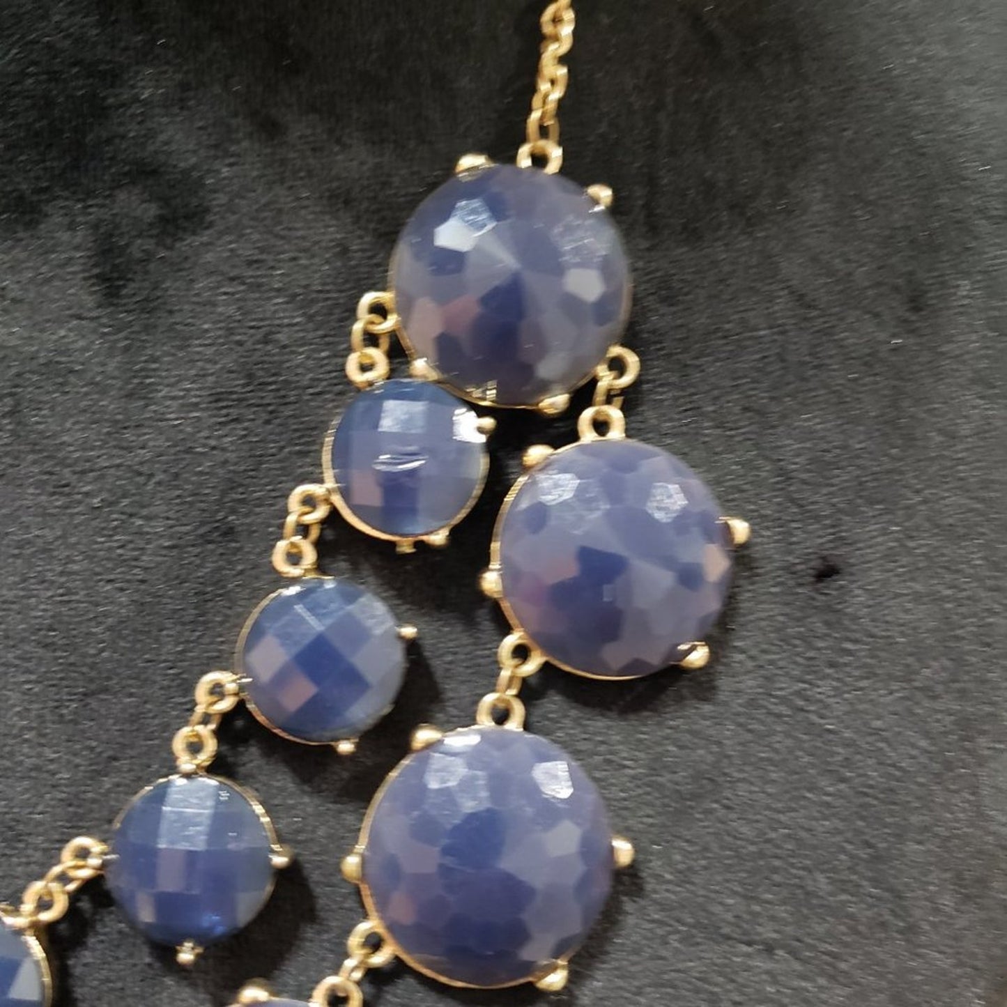 Women's Blue Round Beaded Pearl Chain Fashion Jewelry Necklace
