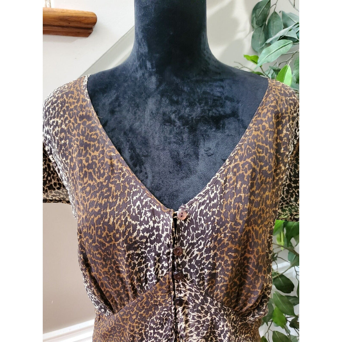 International Concepts Women's Brown Silk V-Neck Short Sleeve Casual Blouse 20W