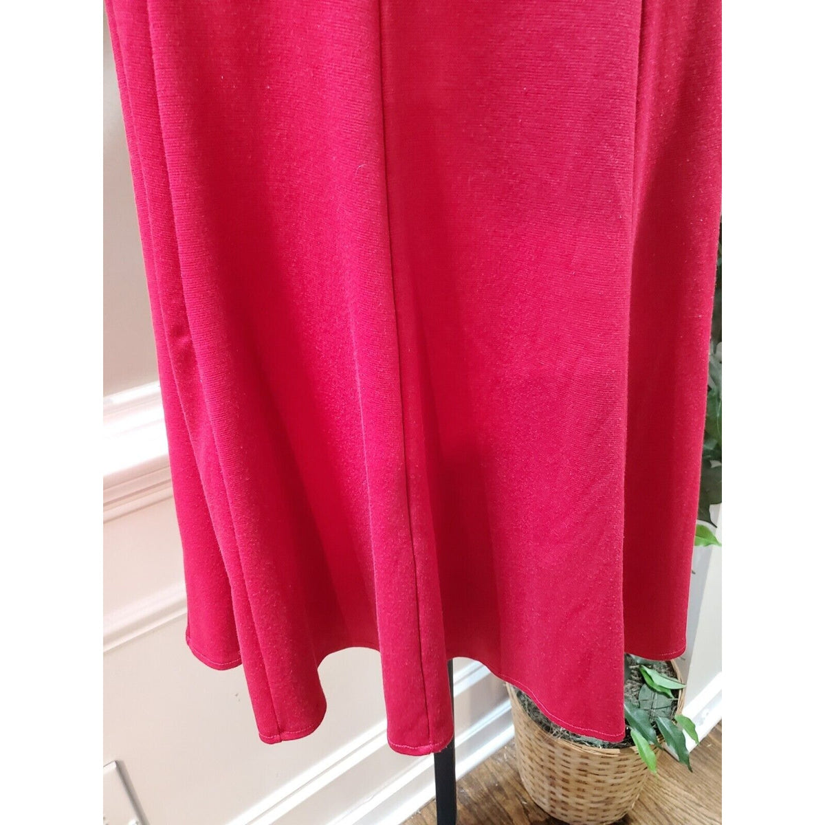 Blooming Rose Women Red Polyester Round Neck Sleeveless Knee Length Dress XL