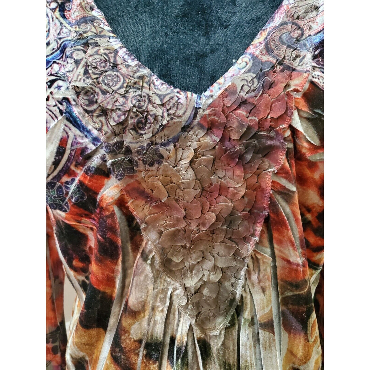 Live and Let Live Women Multicolor Polyester V-Neck Long Sleeve Top Blouse XL