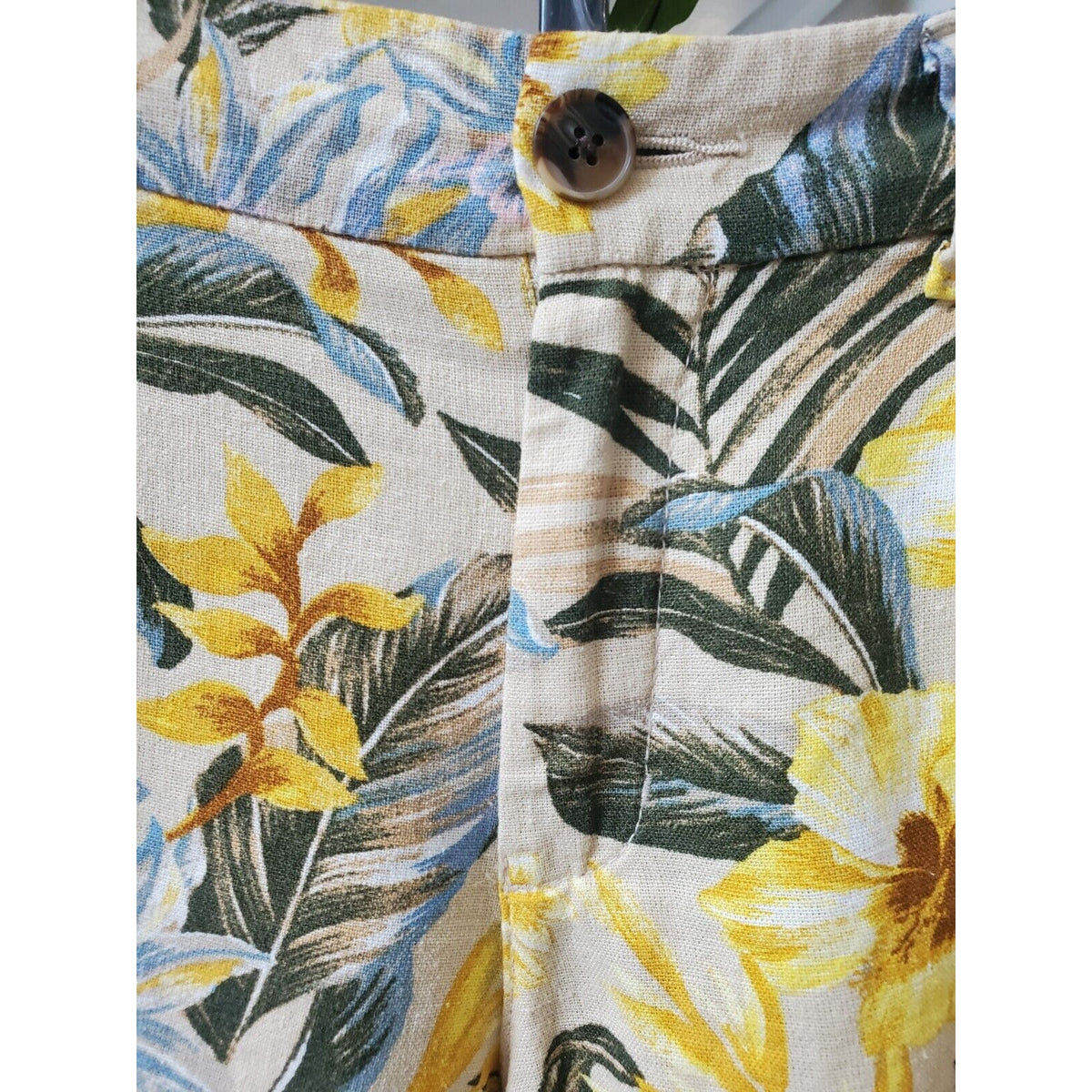 Old Navy Womens Beige Floral Linen Summer Outdoor Casual Beach Shorts Size 10