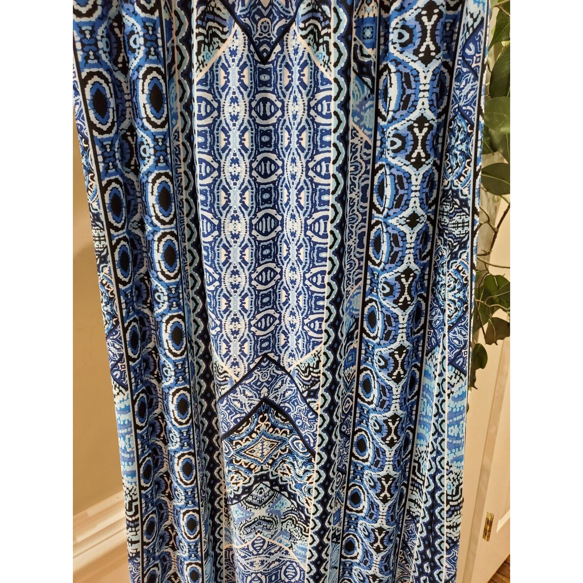 Apt.9 Womens Blue & Black Polyester Elastic Waist Band Casual Long Skirt Size S