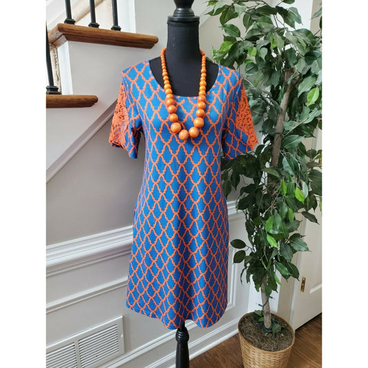 Simply Southern Women's Multicolor 100%Polyester ShortSleeve Knee Length Dress S
