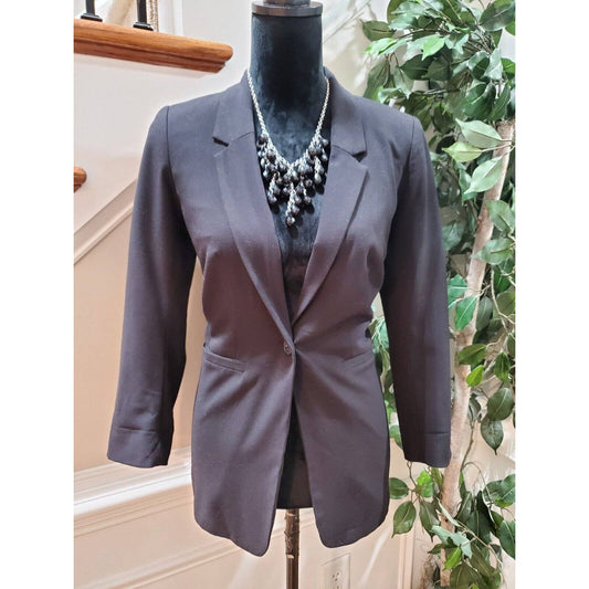 Kensie Women's Black Polyester Long Sleeve Single Breasted Jacket Blazer Size XS