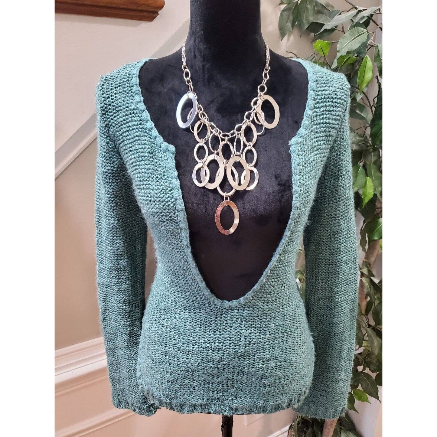 American Rag Women's Blue Acrylic Scoop Neck Long Sleeve Knit Sweater XS