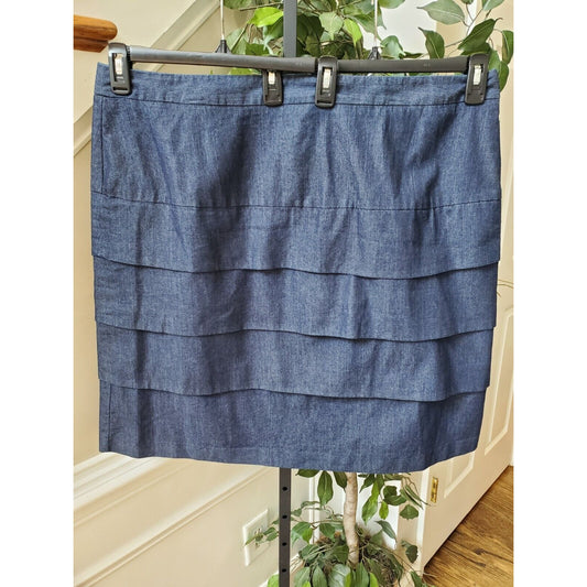 Larry Levine Womens Blue Cotton Stretch Side Zip Straight Knee Length Skirt 20W