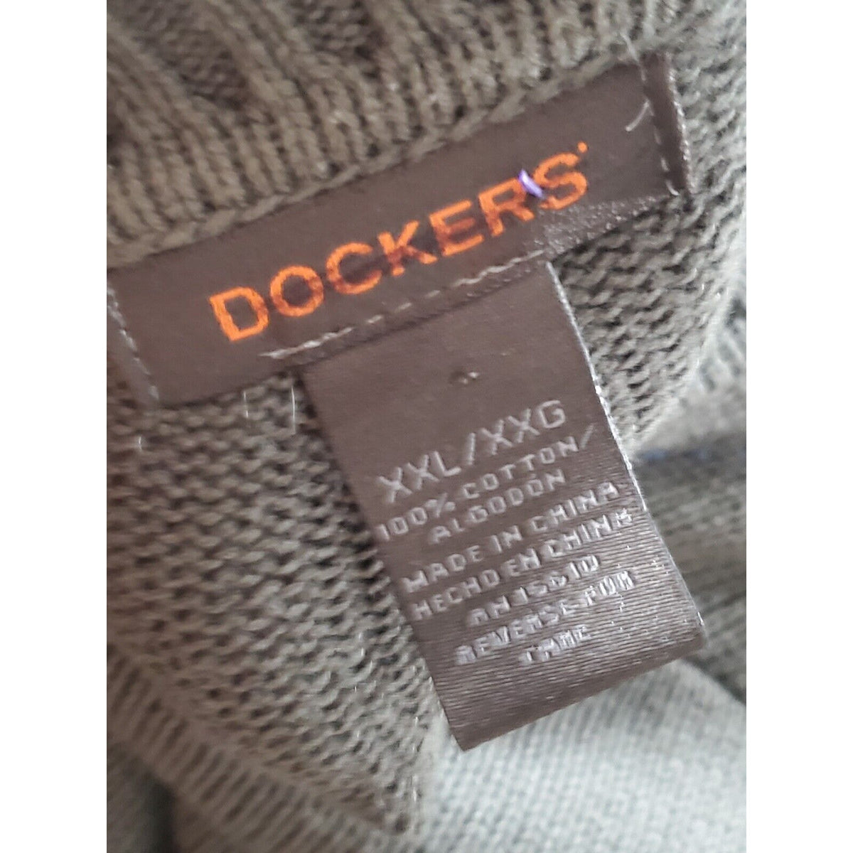 Dockers Men's Brown Cotton Long Sleeve Crew Neck Pullover Knit Sweater Size 2XL