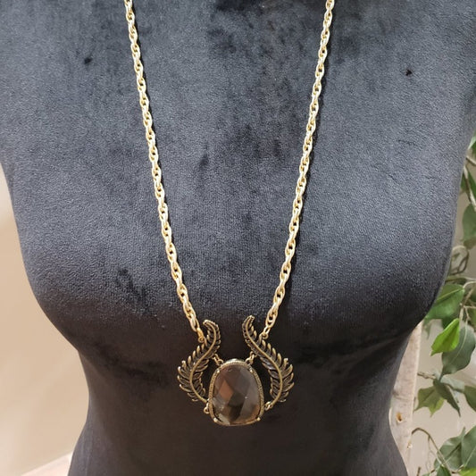 Womens Fashion Brown Gemstone Teardrop Pendant Necklace with Lobster Clasp