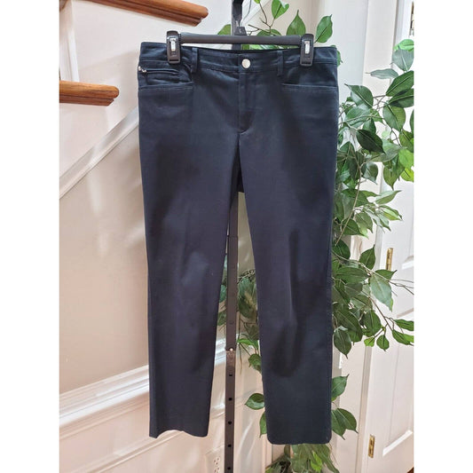 Lauren Ralph Lauren Women's Black Cotton High Rise Zippered Straight Fit Pant 6