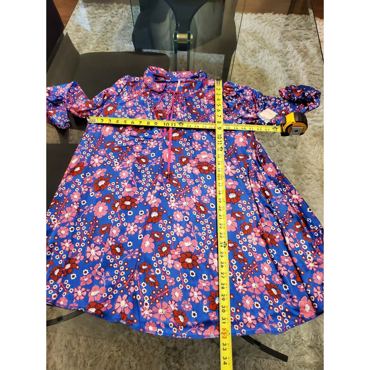 Free People Daisy Jane Mini Dress Botanical Combo Floral Tie Neck Size Small