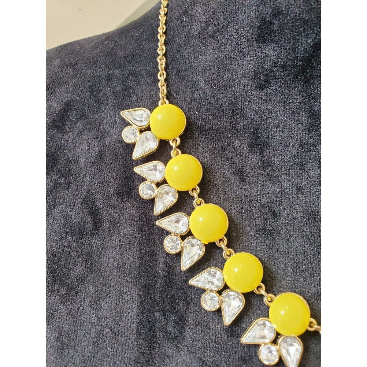 Charming Charlie Women's Yellow Ball Beaded Statement Necklace Bib Necklace Set