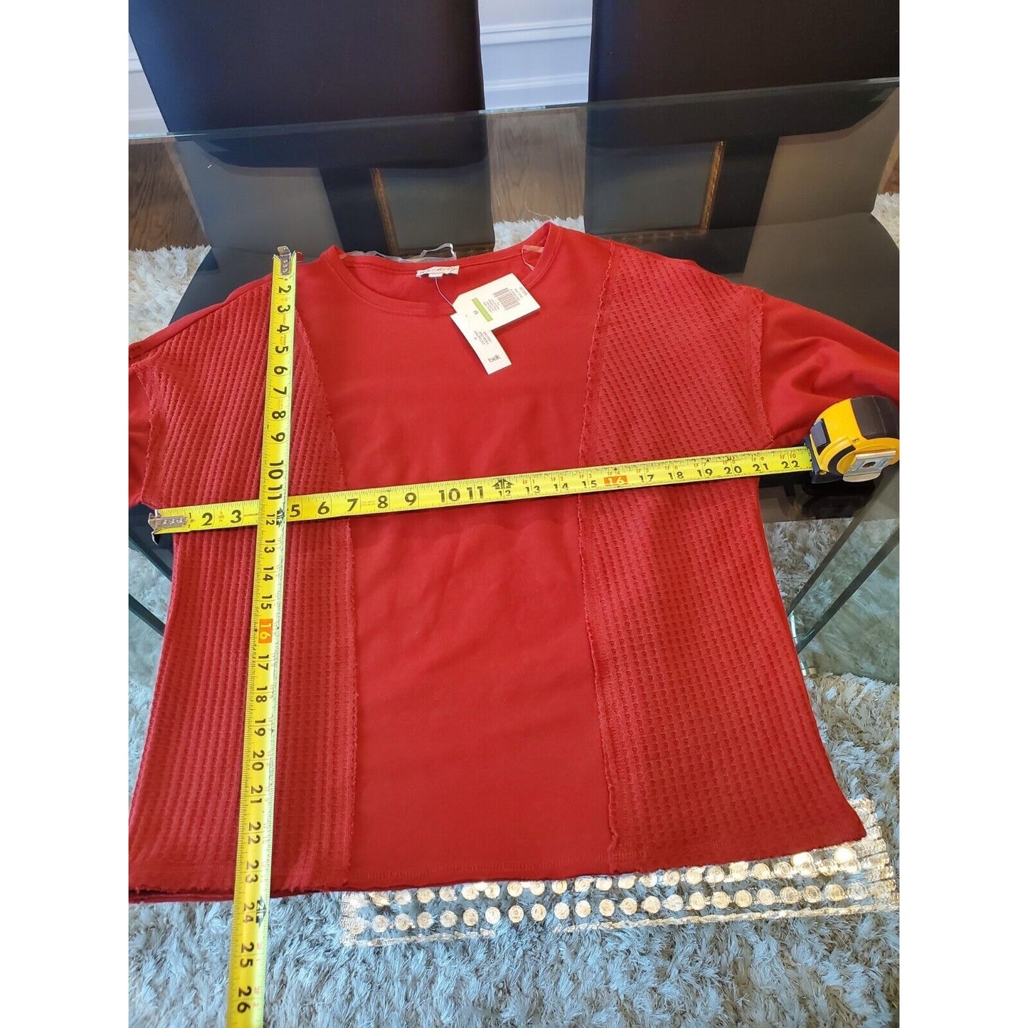 Wonderly Women's Red Cotton Round Neck Long Sleeve Pullover Knit Sweater Size M