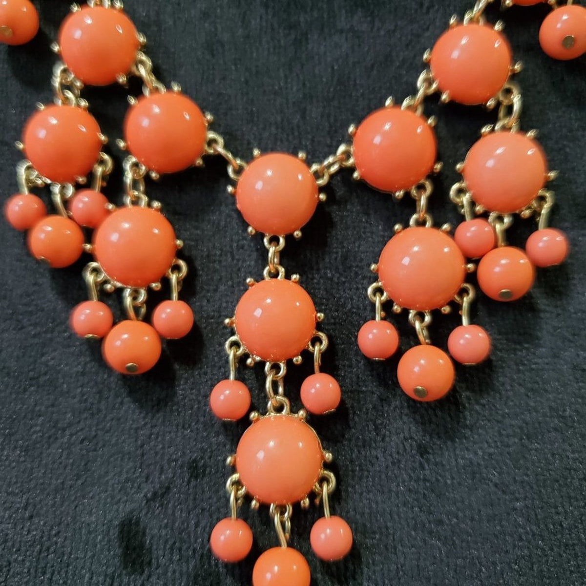 Women's Orange Round Beaded with Lobster Clasp Fashion Jewelry Necklace