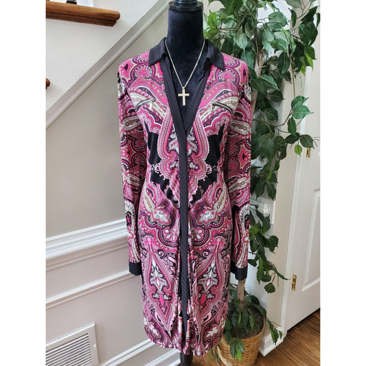 INC Women's Pink Polyester V-Neck Long Sleeve Casual Knee Length Dress Size 0X