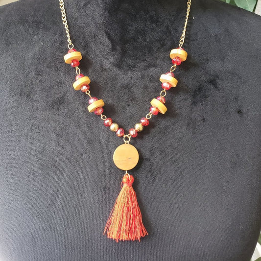 Womens Fashions Multicolor Gemstone Glass Beaded Collar Pendant Necklace