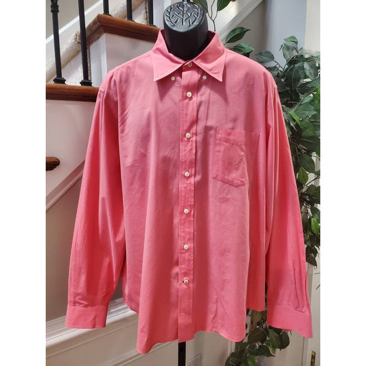 Nautica Men's Pink Cotton Collared Long Sleeve Casual Button Down Shirt Size XL