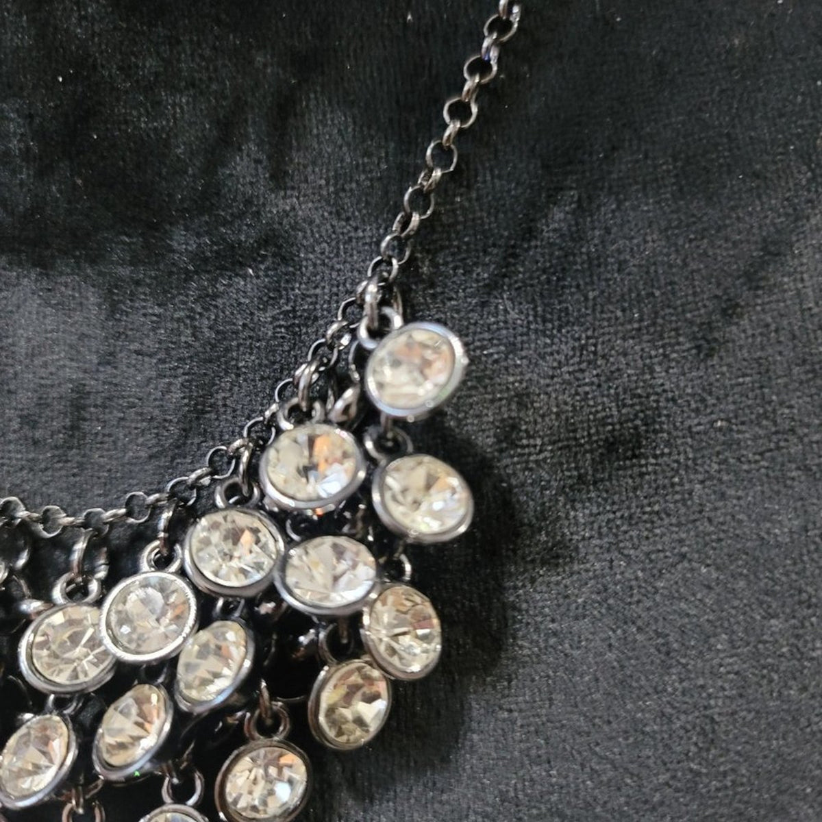 Women's Silver Tone Crystal Rhinestone Statement Stylish Multistrand Necklace