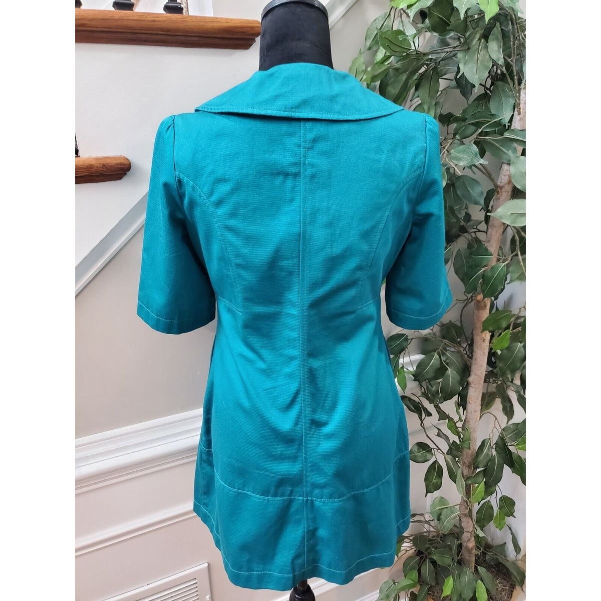 Tulle Womens Blue 100% Cotton Single Breasted Six Button Blazer Coat Size XS