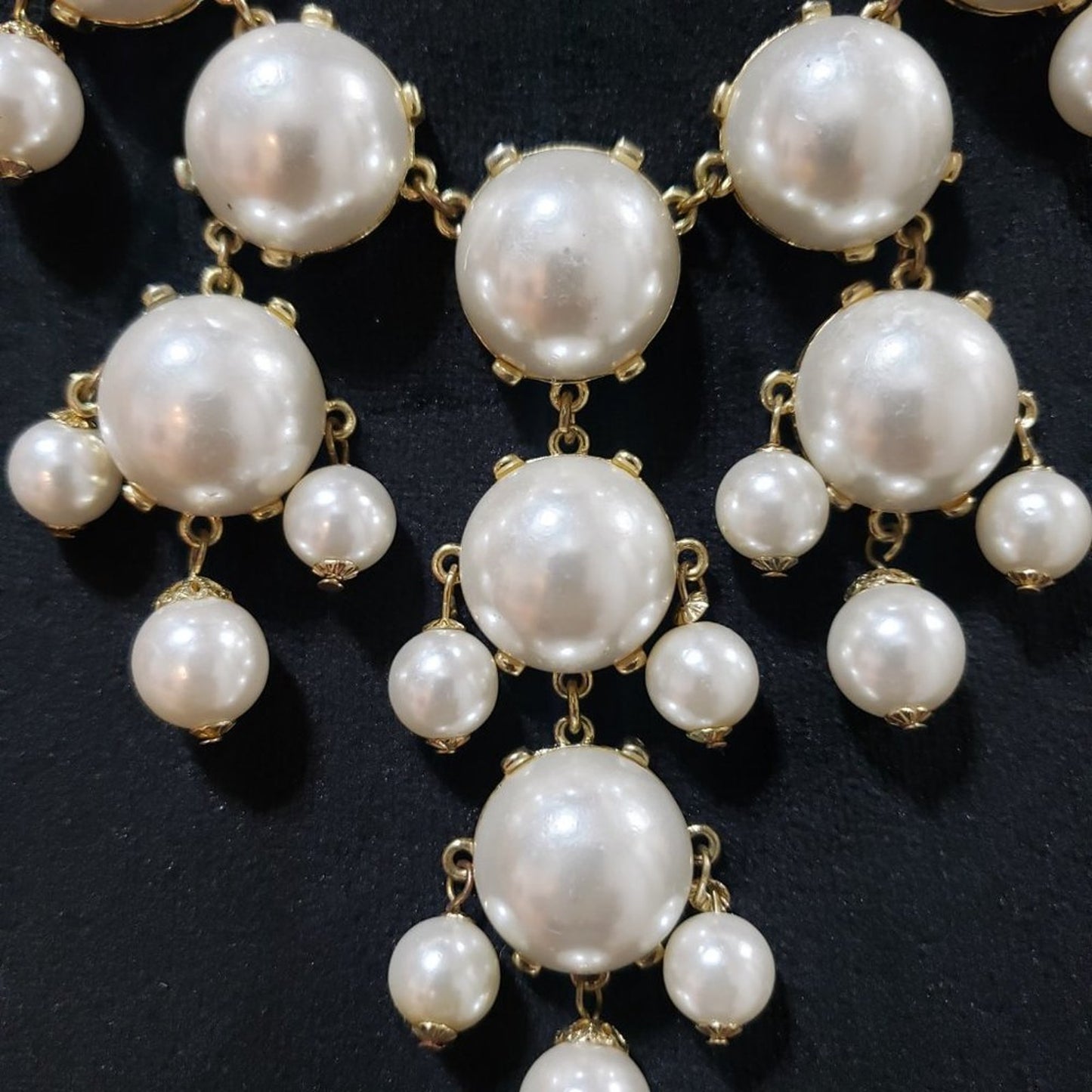 Women's White Drop Round Shape Beaded Statement Stylish Necklace