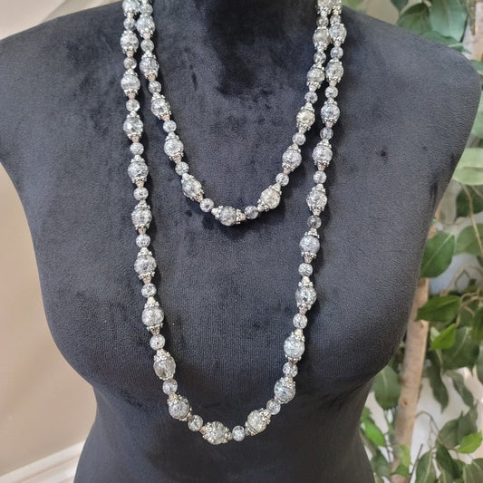 Women's Classic Long Glass Crystal Beads Single Strand Faceted Heavy Necklace
