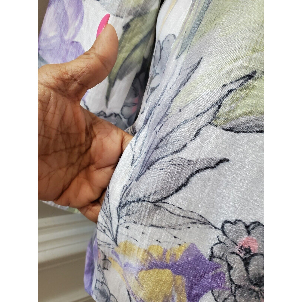 Alfred Dunner Women's Multicolor Floral Rayon Open Front Jacket Blazer Size 10