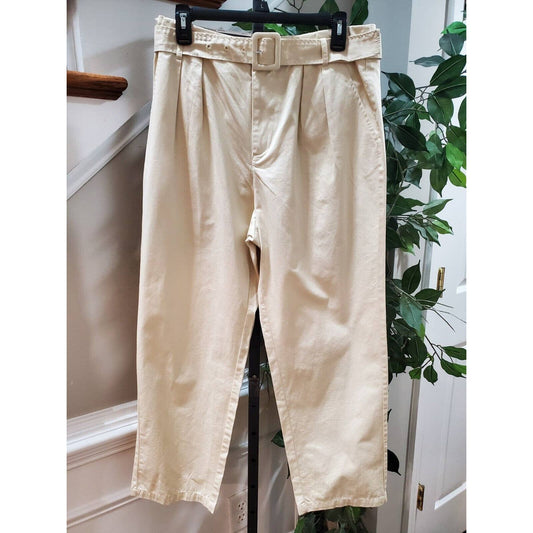 Who What Wear Women Beige Polyester High Rise Straight Fit Trouser Pant Size 10