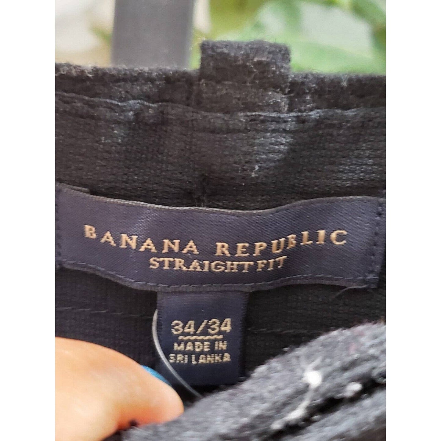 Banana Republic Men Black Polyester High Rise Straight Fit Dress Pant Size 34/34