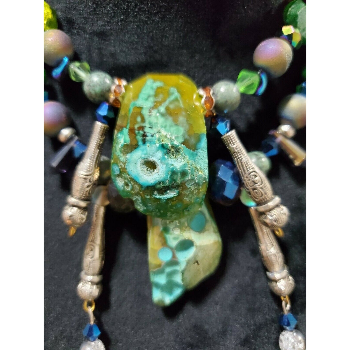 Handmade Custom Colorful Beach Style Beaded Druzy Necklace