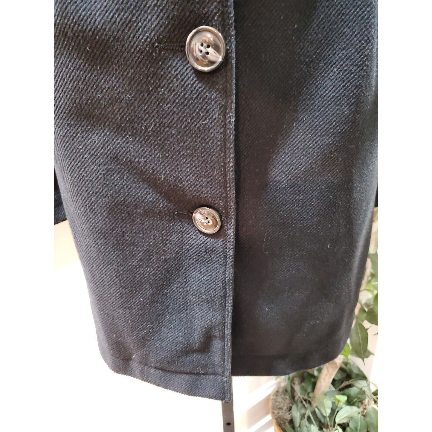 Green Dragon Paisley Embroidered Black Long Sleeve Buttons Front Casual Coat M