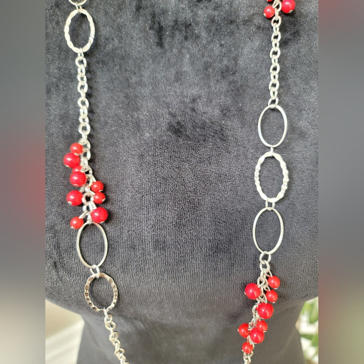 Long Red Beaded Necklace