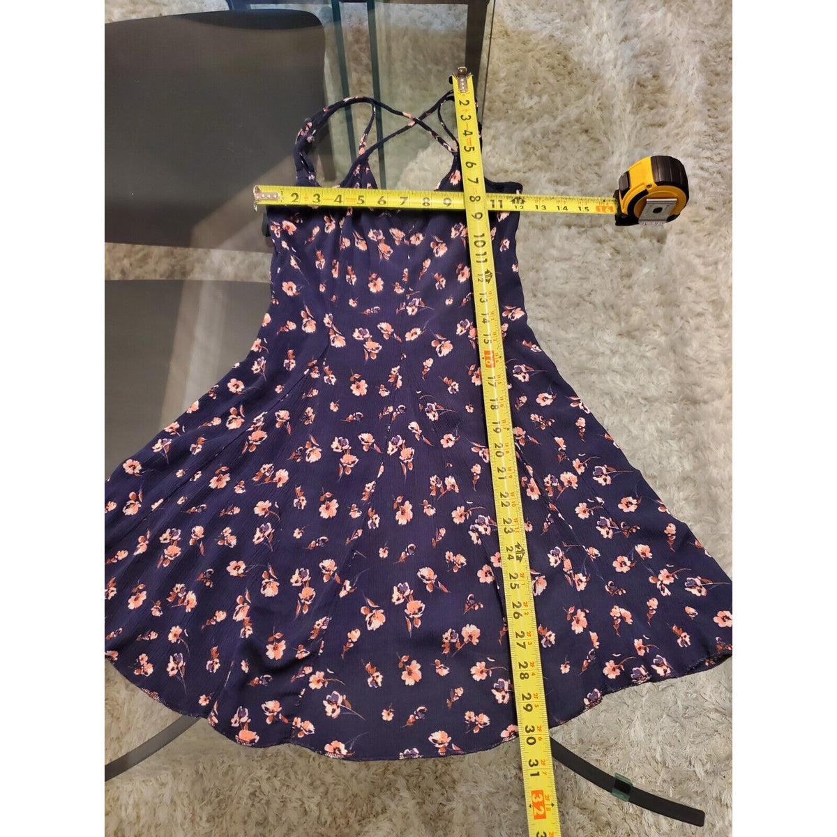 American Eagle Outfitters Women Blue V-Neck Sleeveless Knee Length Dress Size 4