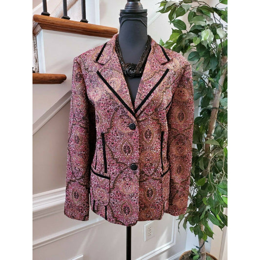 Coldwater Creek Womens Multicolor Polyester Long Sleeve Buttons Casual Blazer