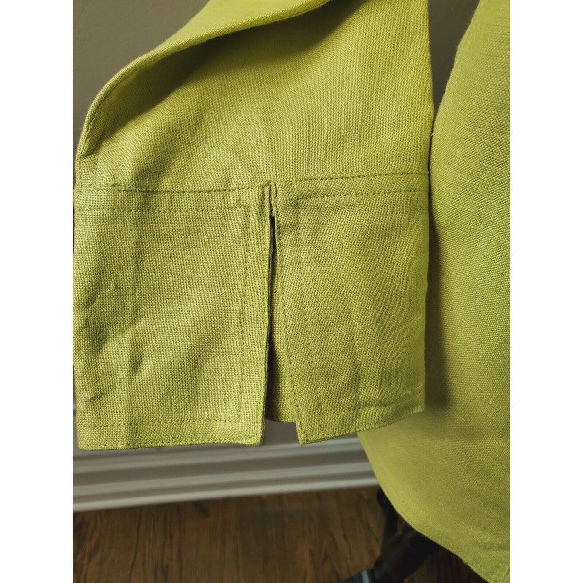 Rafaella Women's Green 100% Linen Collared Long Sleeve Button Front Jacket 10