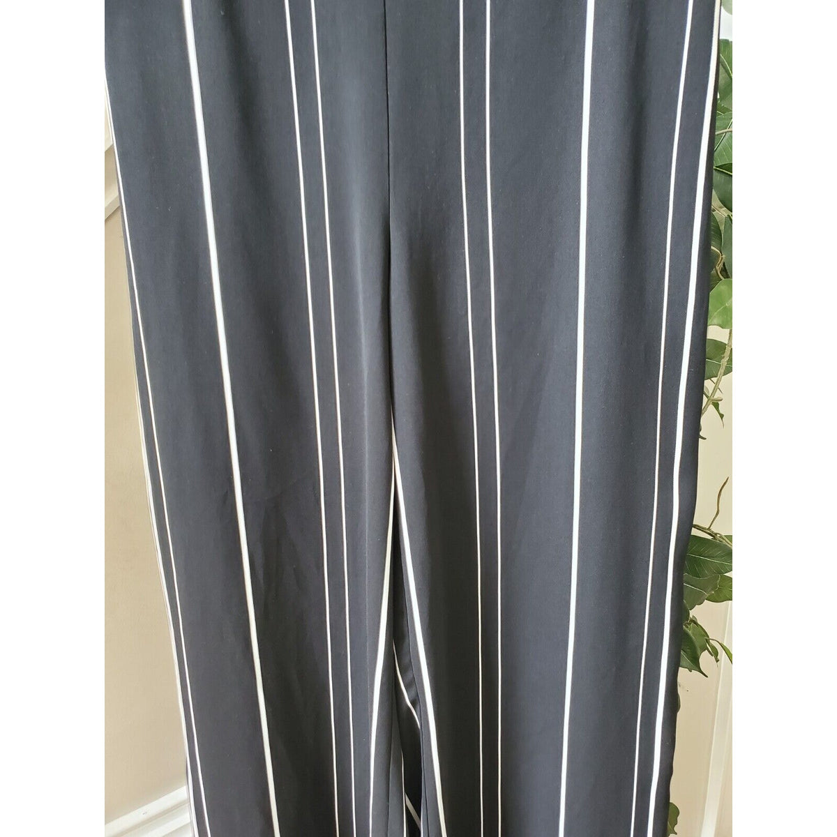 Coco Bianco Womens Black White Striped 100% Polyester Back Zipper Pants Small