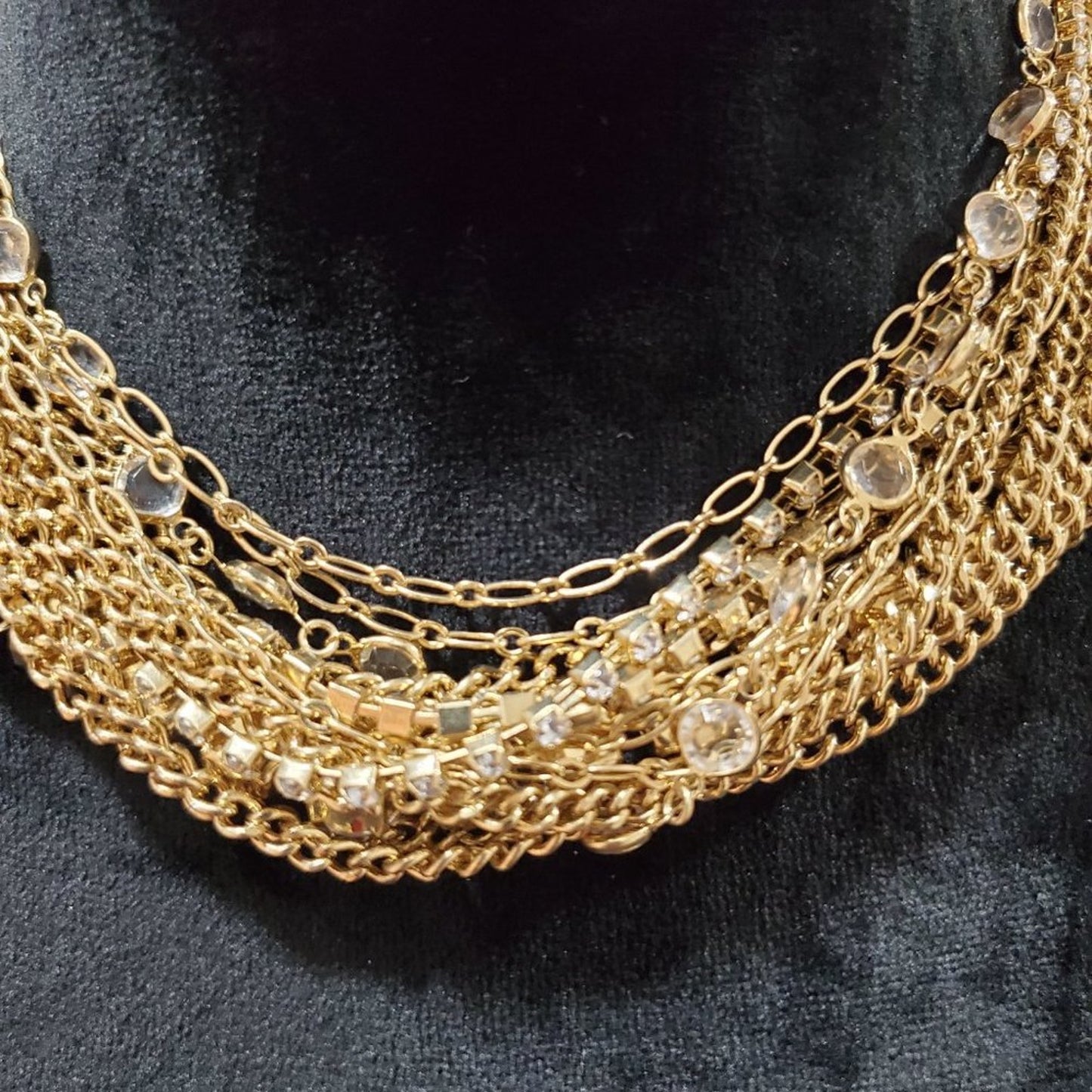 Women's Gold Multilayer Round Beaded Link Chain Fashion Jewelry Necklace