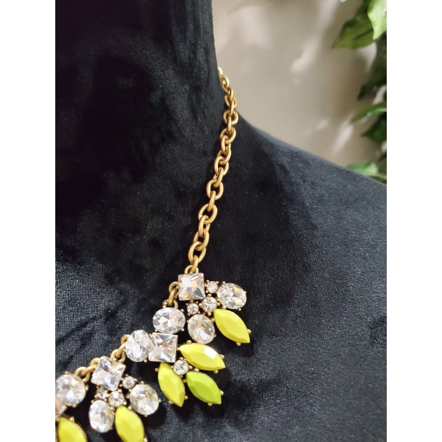 J. Crew Multicolored Rhinestone Gold Chain Stylish Necklace