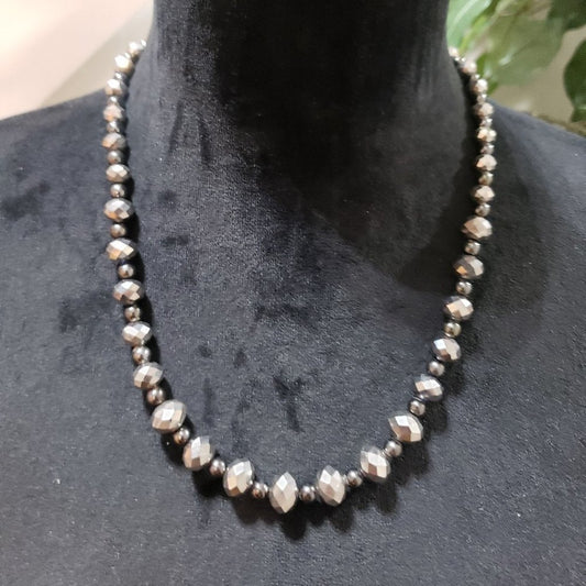 Womens Fashion Brass Stone Beaded Collar Necklace with Lobster Clasp