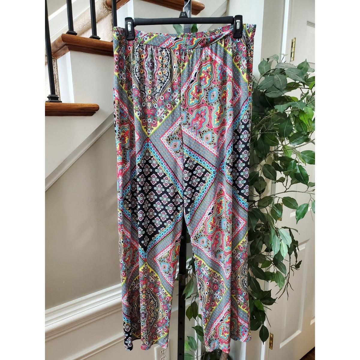 Cha Cha Vente Women's Multicolor Polyester Comfort Waist Palazzo Pant Size 2X