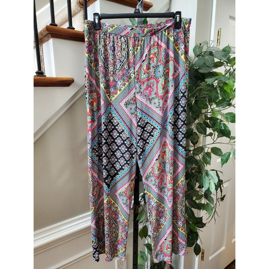 Cha Cha Vente Women's Multicolor Polyester Comfort Waist Palazzo Pant Size 2X
