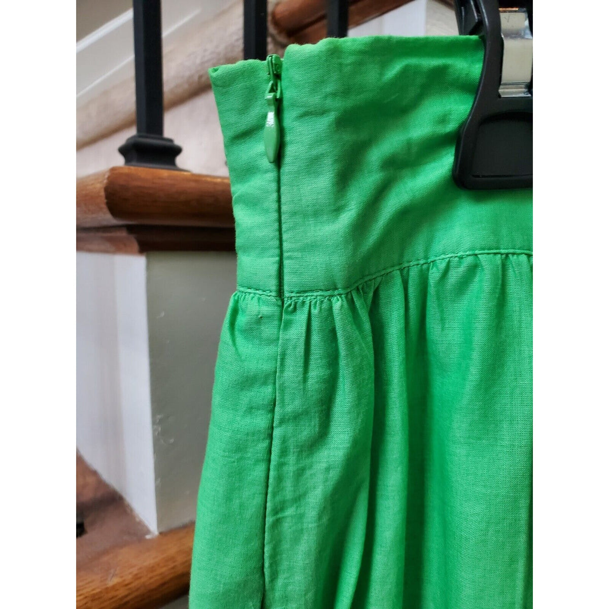 Downeast Womens Green Cotton A Line Side Zipper Casual Knee Length Skirt Size L