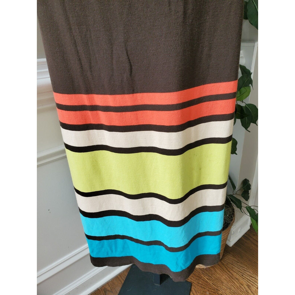 Gap Women's Brown Solid Cotton Off The Shoulder Casual Knee Length Dress Large
