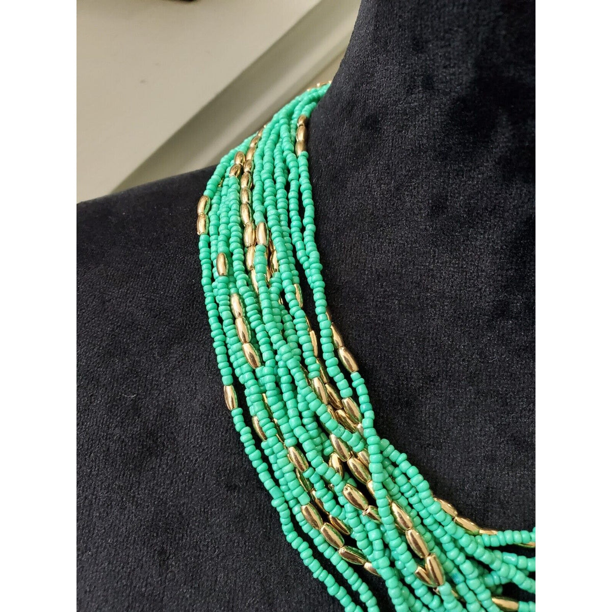 Charming Charlie Blue Multi Layered Seed Bead Fashion Jewelry Necklace
