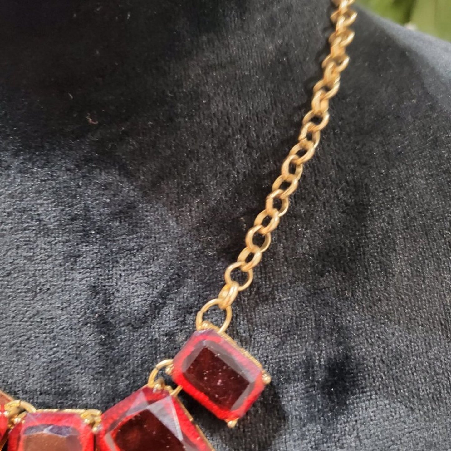 Womens Gold Plated Stylish Red Stone Studded Fashion Jewelry Necklace