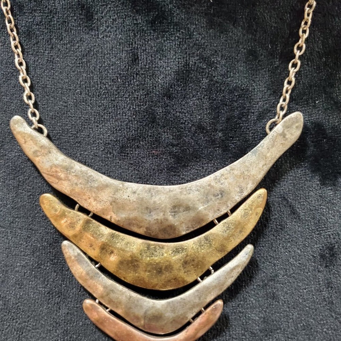 Women's Gold Tone Triple Tier Chest Plate Fashion Jewelry Necklace