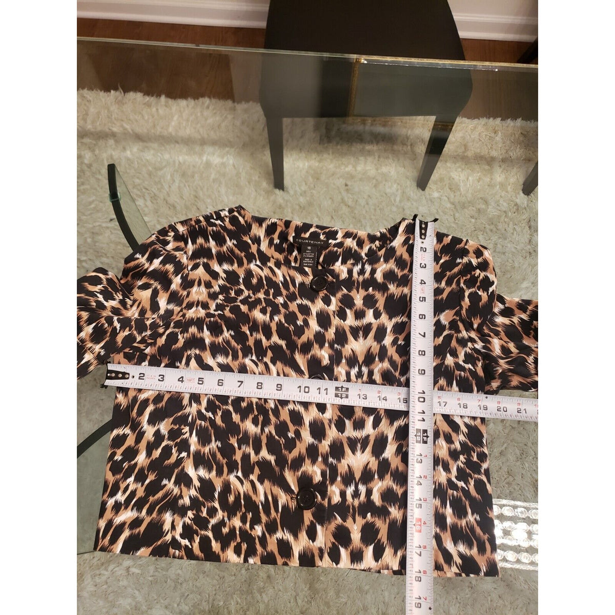 Courtenay Womens Brown Animal Print Half Sleeve Button Up Blazer Jacket Size 16