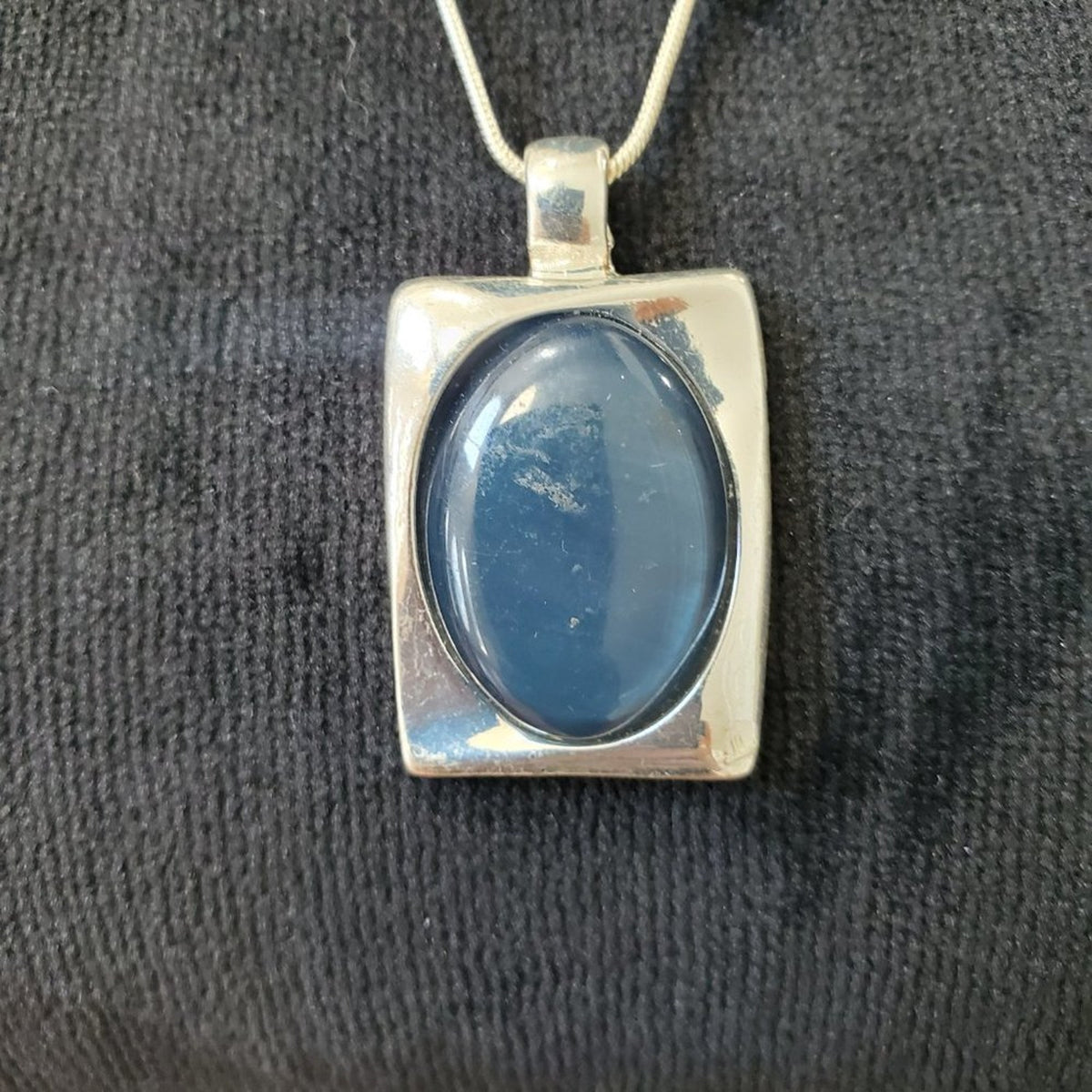 Womens Sky Blue Fiber Optic Stone with Lobster Clasp Pendant Necklace