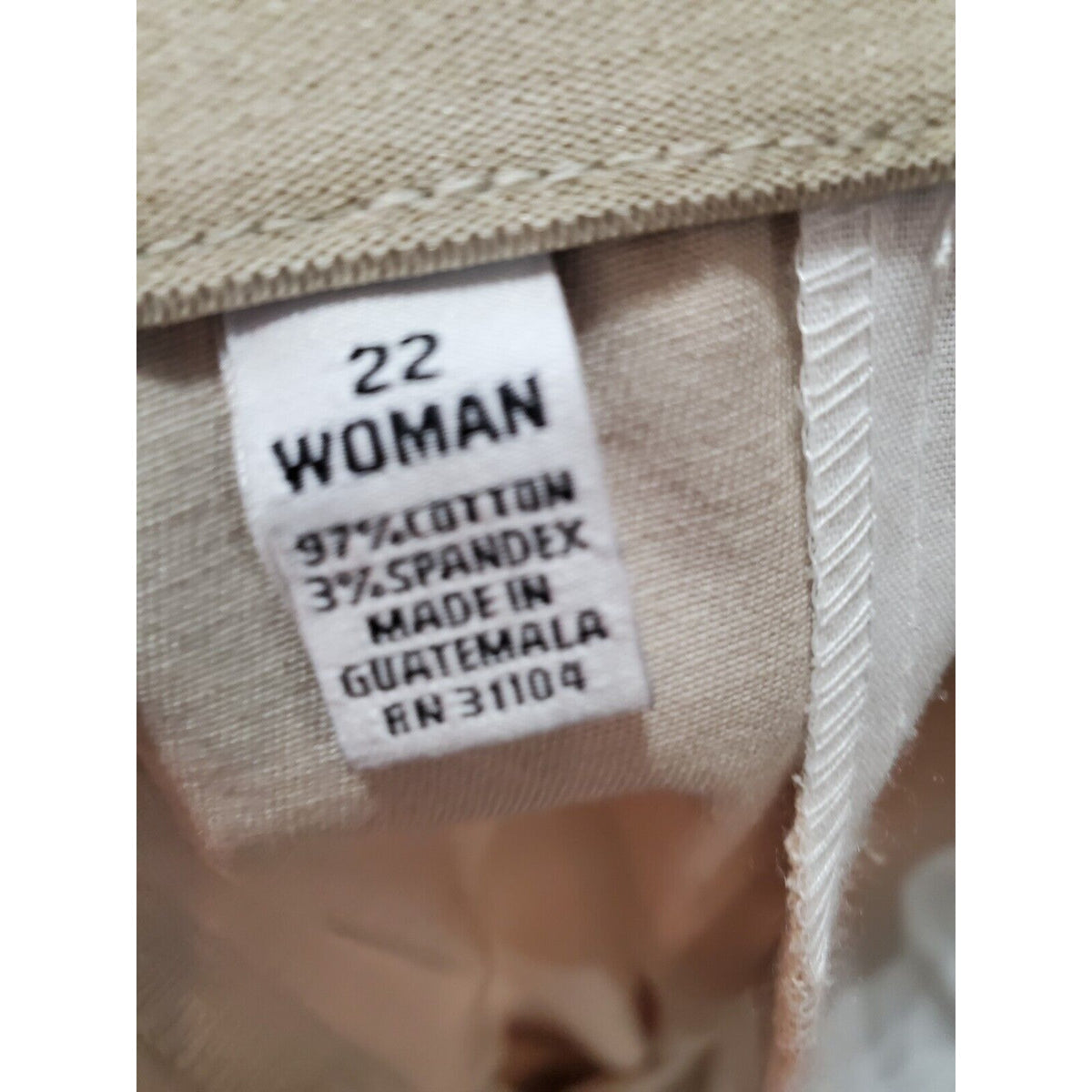 Kim Rogers Womens Beige Solid Cotton Straight Leg Casual Stretch Pants Size 22